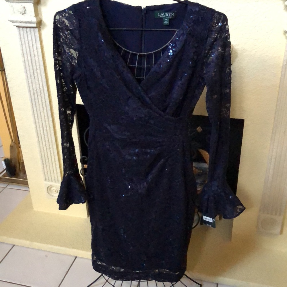 Lauren Ralph Lauren Sequin Floral-Lace Sheath Dress
